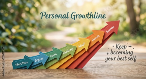 Personal Growthline: Multi-colored Arrows Illustrating a Journey of Development and Achievement