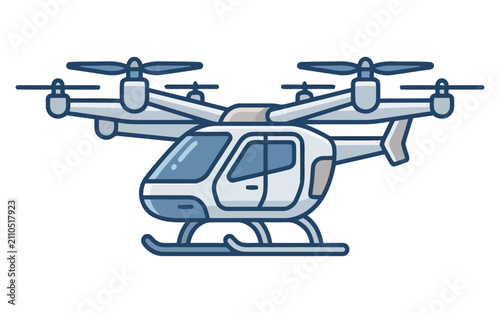 Modern EVTOL Aircraft Vector Illustration