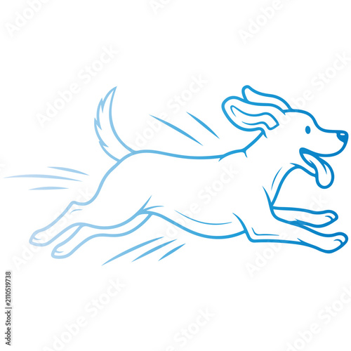 Minimalist dog vector illustration. Clean puppy line art silhouette and cute pet portrait icon, modern animal logo design template isolated on white.