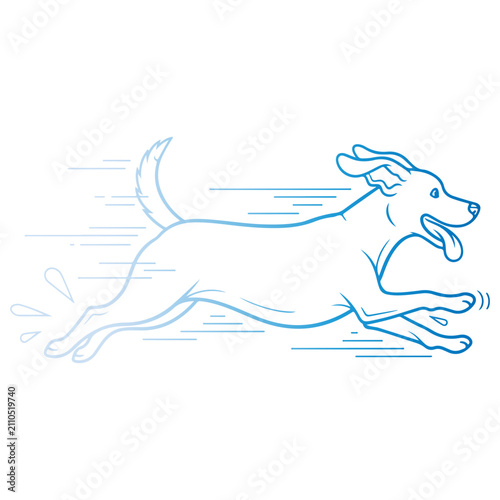 Minimalist dog vector illustration. Clean puppy line art silhouette and cute pet portrait icon, modern animal logo design template isolated on white.