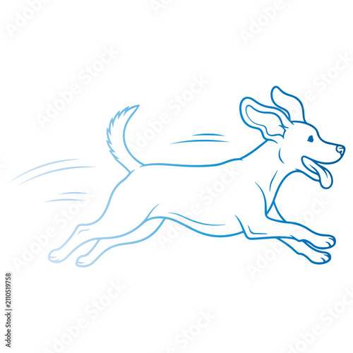 Minimalist dog vector illustration. Clean puppy line art silhouette and cute pet portrait icon, modern animal logo design template isolated on white.