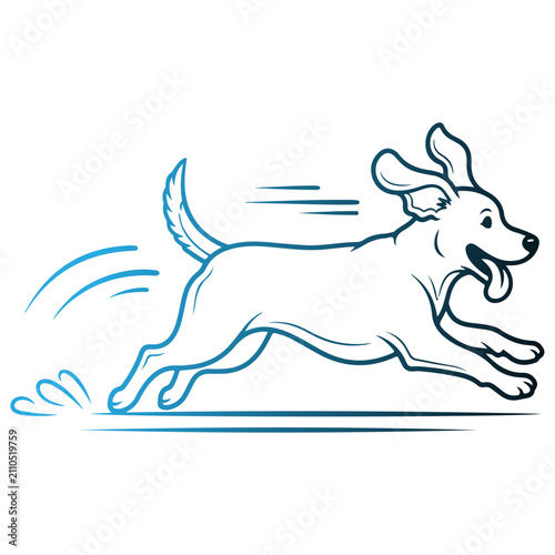 Minimalist dog vector illustration. Clean puppy line art silhouette and cute pet portrait icon, modern animal logo design template isolated on white.