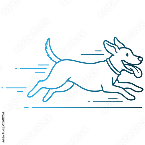 Minimalist dog vector illustration. Clean puppy line art silhouette and cute pet portrait icon, modern animal logo design template isolated on white.