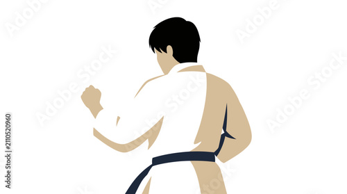 Martial artist prepares for combat by holding a clenched fist in a ready position.