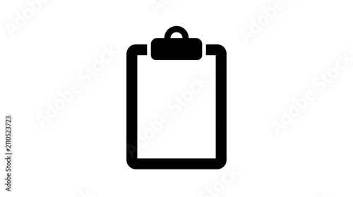 Quadro su tela Black clipboard icon with secure clip for documentation and records