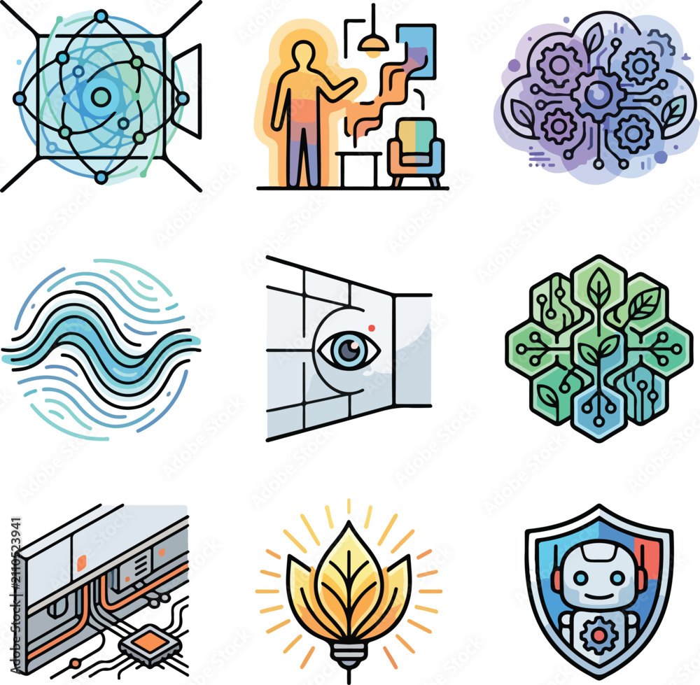 Fototapeta premium Ideal for smart home/office architecture, IoT device manufacturers, and UX/UI design blogs focusing on invisible, frictionless technology and ambient intelligence.