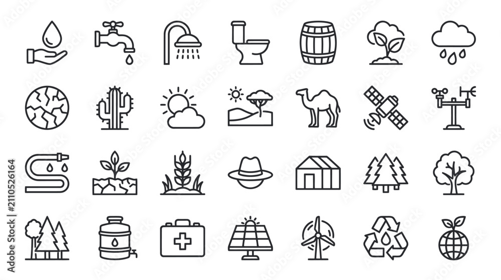 Fototapeta premium Sustainability and environmental resource conservation icons