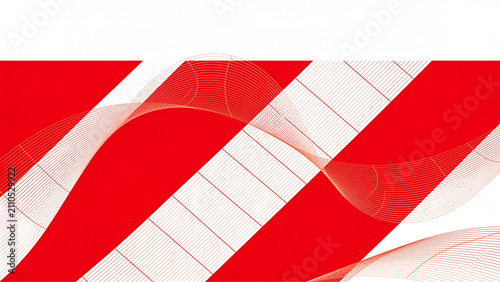 Red and white curves ripple with geometric precision