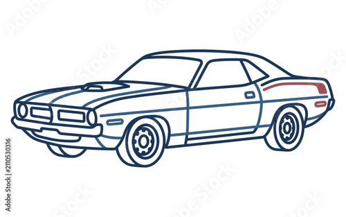 Retro American Muscle Car Vector Illustration