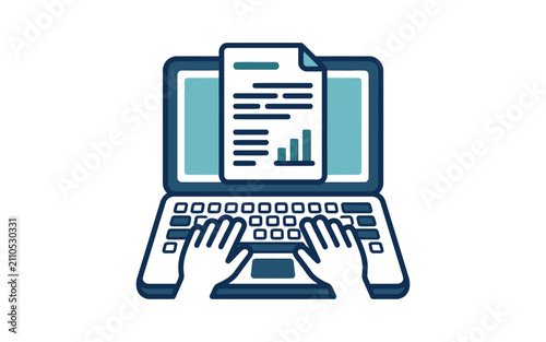 Person Typing on Laptop Vector Illustration