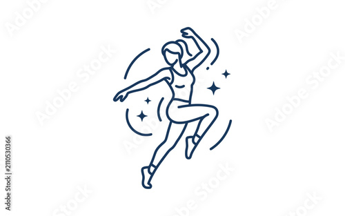 Dancing Woman Minimalist Line Art Vector