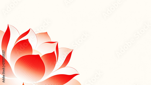 Elegant red lotus blooms softly against a pale background