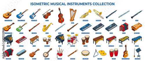 Foto Isometric Musical Instruments Collection, Various Instruments