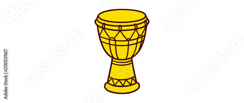 Bild auf Leinwand Yellow Djembe Drum Illustration on White Background