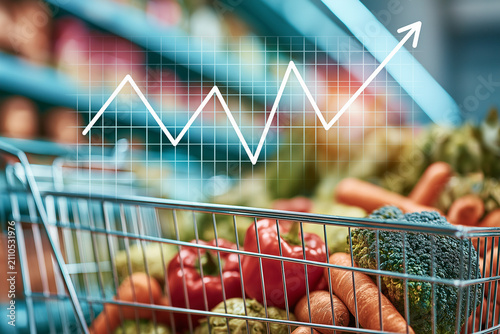 Food Prices Increase White Graph Supermarket Food