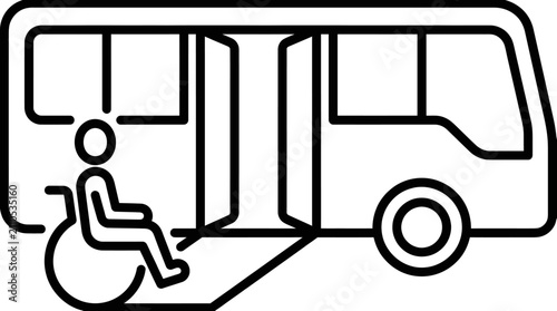Accessible public bus with wheelchair ramp icon.