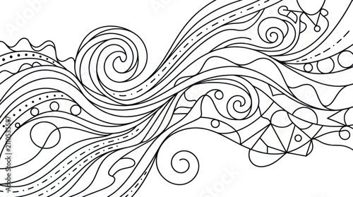 Принти на полотні Abstract flowing wave and circular line art.