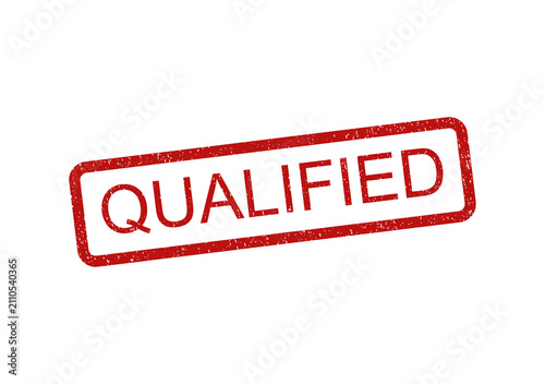 Canvastavla Red rubber stamp with the word qualified inside a rectangular border frame isola