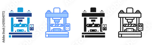 Fotografija Hydraulic Press icon set multiple style collection