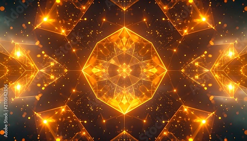 Glowing Geometric Pattern with Fractals.