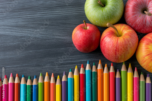 Flat Lay Seamless Colorful Pencils Background