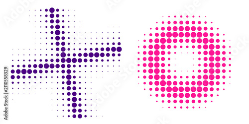 Tableau sur toile Modern pixel art plus and minus symbols in vibrant colors isolated on transparen