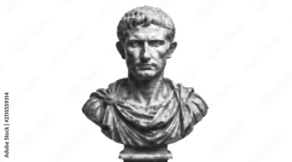 Fototapeta premium Halftone Roman Emperor Marble Bust Vector Illustration