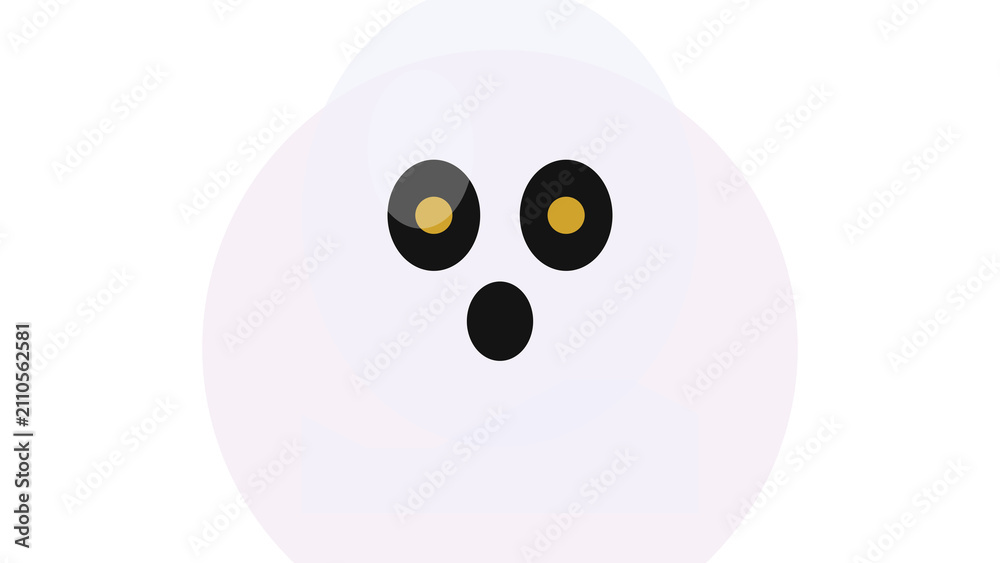 Obraz premium Halloween ghost face with black eyes and mouth, isolated on transparent background