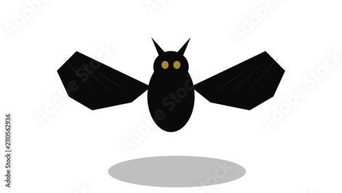 Fotografie Halloween-themed black bat with yellow eyes, isolated on transparent background