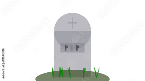 Fotografie Halloween gravestone with cross and initials PIP, isolated on transparent backgr