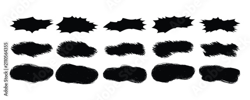 Black Brush Strokes and Pencil Scribble Label Vector Collection