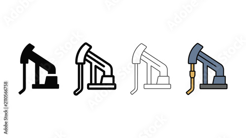 Bild auf Leinwand Four Different Types Of Oil Drilling Rigs Illustrated In Minimalist Vector Style