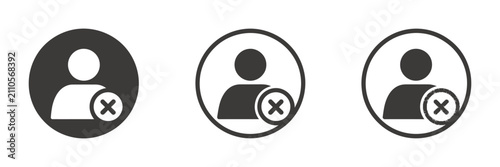 Blocked user flat icon sign featuring block profile vector icons with user restriction, account ban, access denied, privacy control, and prohibited profile symbols, perfect for social media platforms