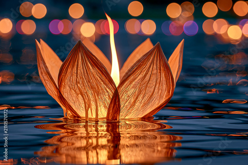 Glowing Floating Lanterns at Night
