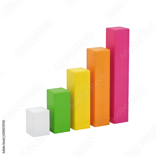 Colorful increasing bar chart in gradient style