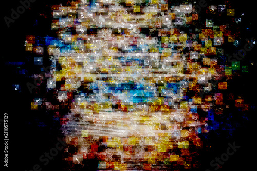 Dynamic Digital Pixel Abstract Background with Glitch Effect and Vibrant Colors