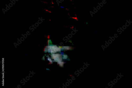 Dark Abstract Digital Glitch Background with Colorful Pixel Noise and Distorted Effect