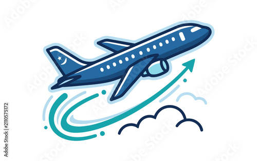 Airplane Taking Off Vector Illustration