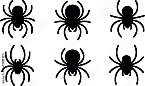 Foto Halloween spider silhouettes collection with various spooky arachnid shapes isol