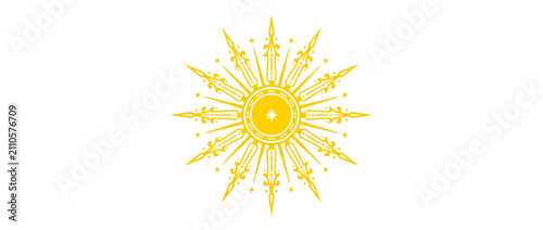 Ornate Yellow Sunburst Graphic Design Element