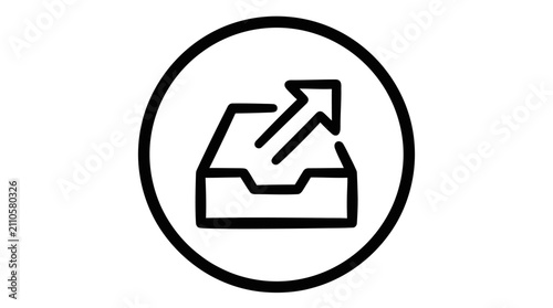 Obraz na plátně Outbox tray icon with outgoing arrow
