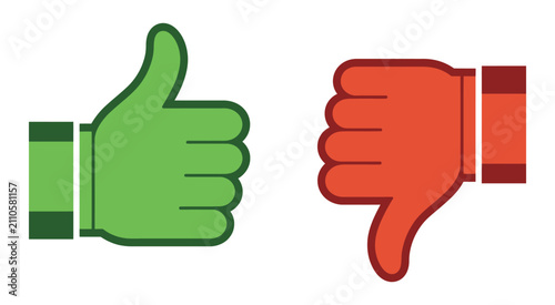 Фотография Thumbs Up and Thumbs Down icons, featuring clean minimalist vector illustrations