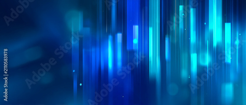 Abstract Blue Futuristic Vertical Motion Bar Background with Cyan Gradient Lighting and Particle Glow