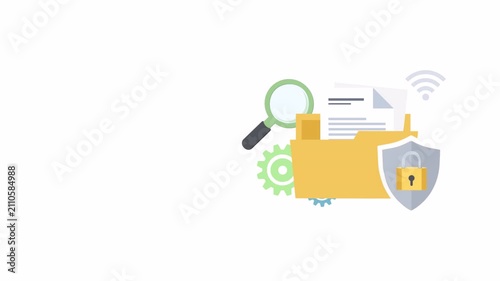 Digital data security and file protection concept animation.