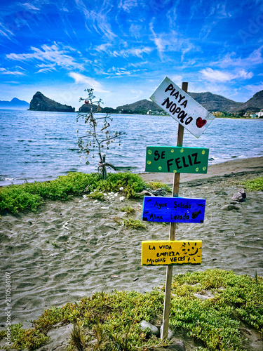 Fotografie Signpost on the Sea of Cortez