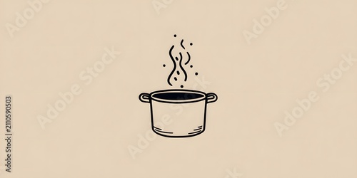 A simple line drawing of a pot with steam rising from it.