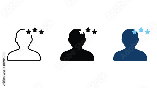 Bild auf Leinwand User dizziness or concussion head icon set with stars concussion confused