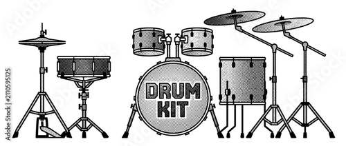 Fényképezés Vintage Drum Kit Illustration