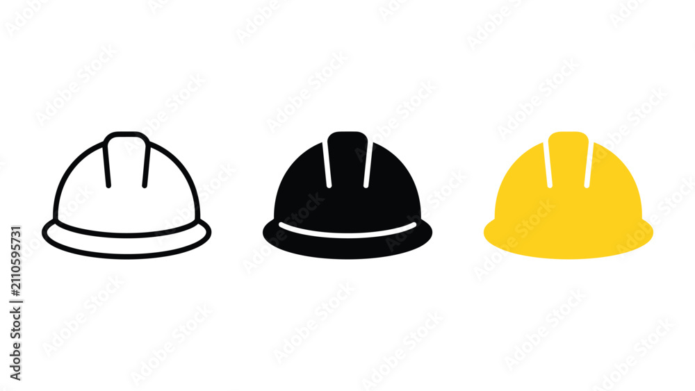 Fototapeta premium Hard hat construction safety helmet icons for industrial use with construction