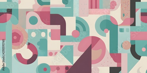 Abstract geometric pattern with pastel colors and retro style.